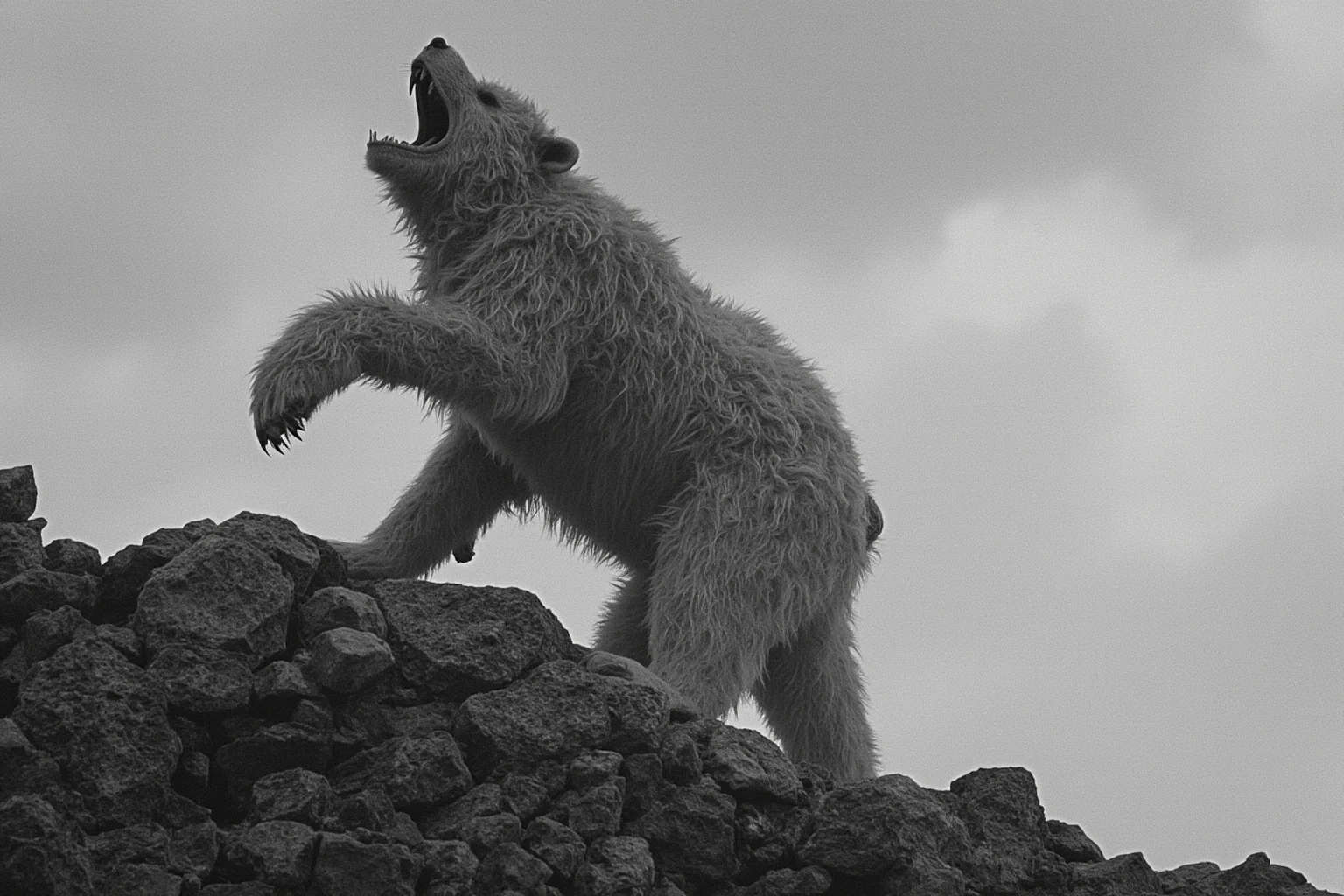 Famous Cryptids: 10 You Know and 16 Wild Ones You Probably Don't 16 A large shaggy bear-like creature howling atop a rocky Ozark mountain ridge