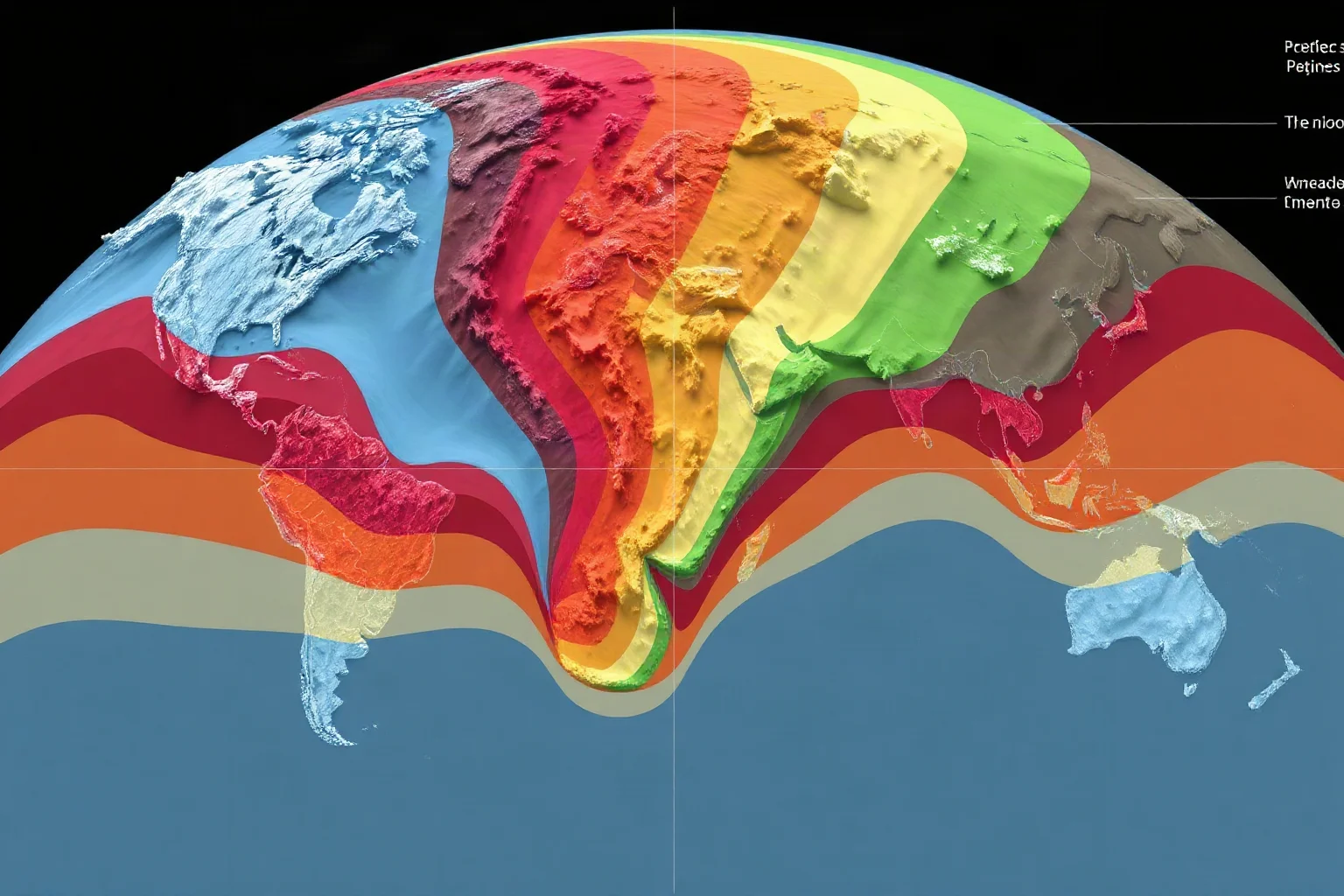 A layered illustration of Earth's geological timeline highlighting different colored ice age periods