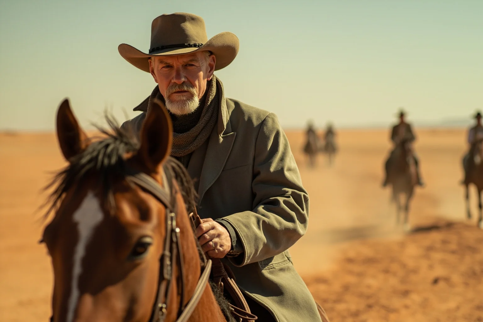 Legendary Cases Involving the Pinkerton Detective Agency 14 A lone cowboy detective on horseback tracking riders across a vast western desert landscape