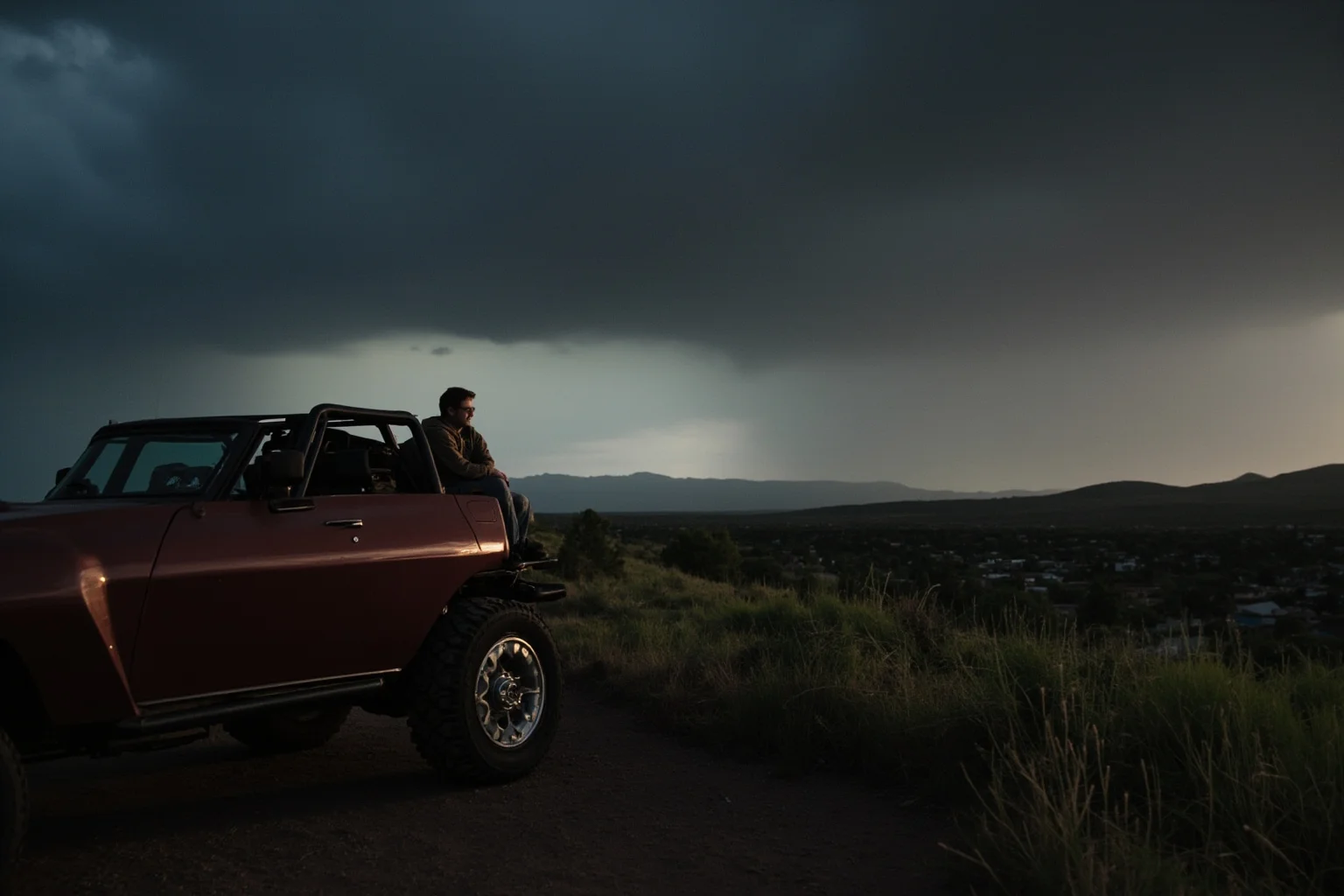 The Human Lightning Rod: The Man Who Was Struck Seven Times 15 A lone ranger sitting inside a parked truck watching a thunderstorm roll across the valley