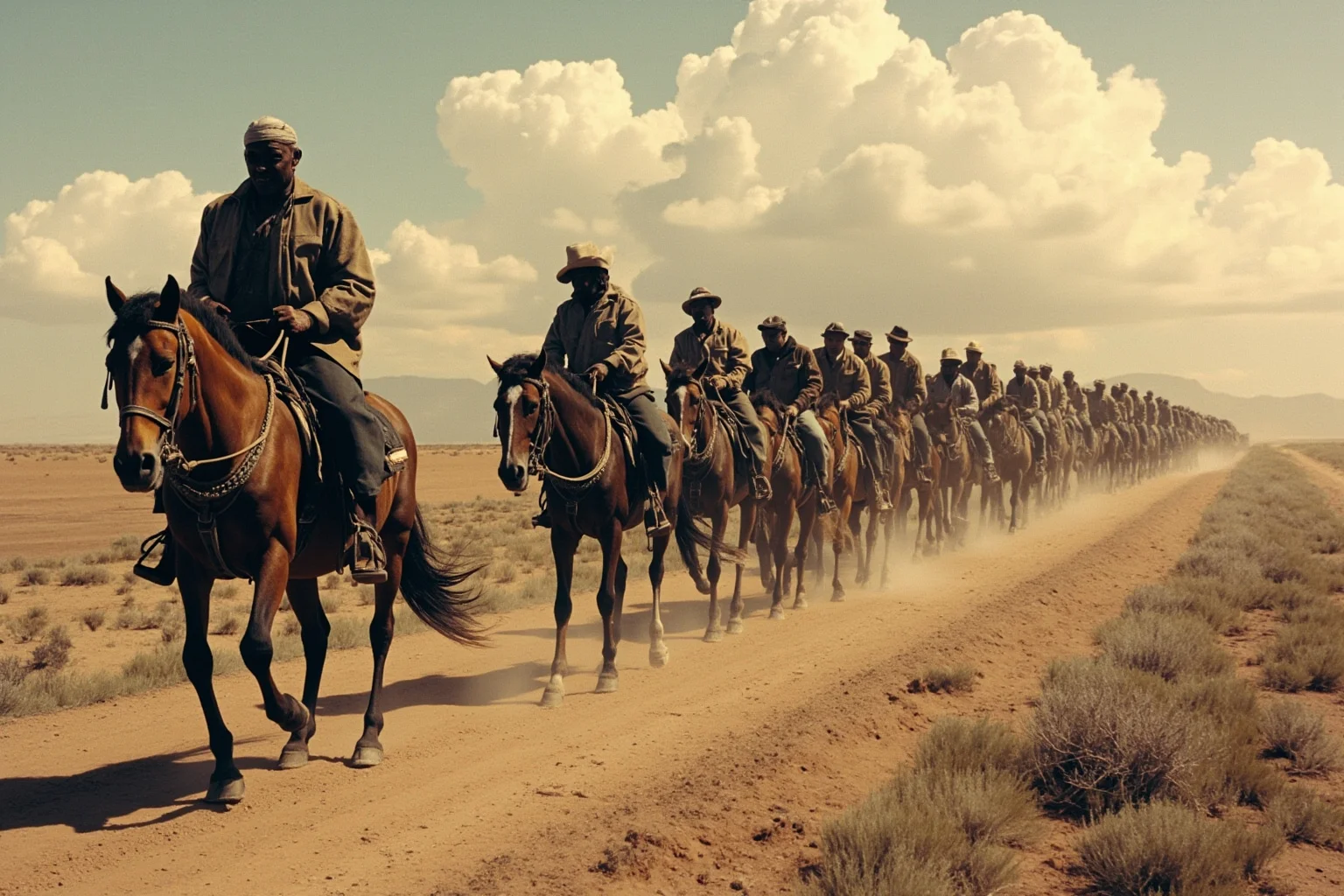 22 Inspiring Stories From Native American History 20 A long line of exhausted Indigenous families and wagons traveling across a barren landscape