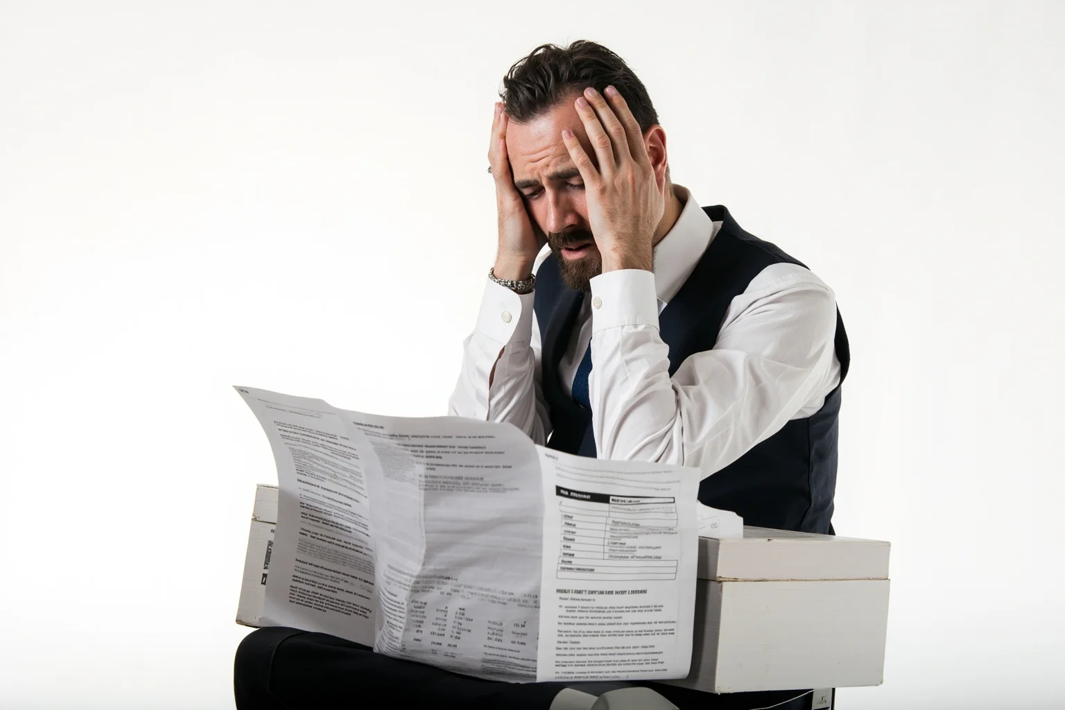 Facts About Ulysses S. Grant: 20 Facts and 10 Misconceptions Busted 20 A man in formal dress looking distressed while reviewing financial documents showing bankruptcy and fraud evidence