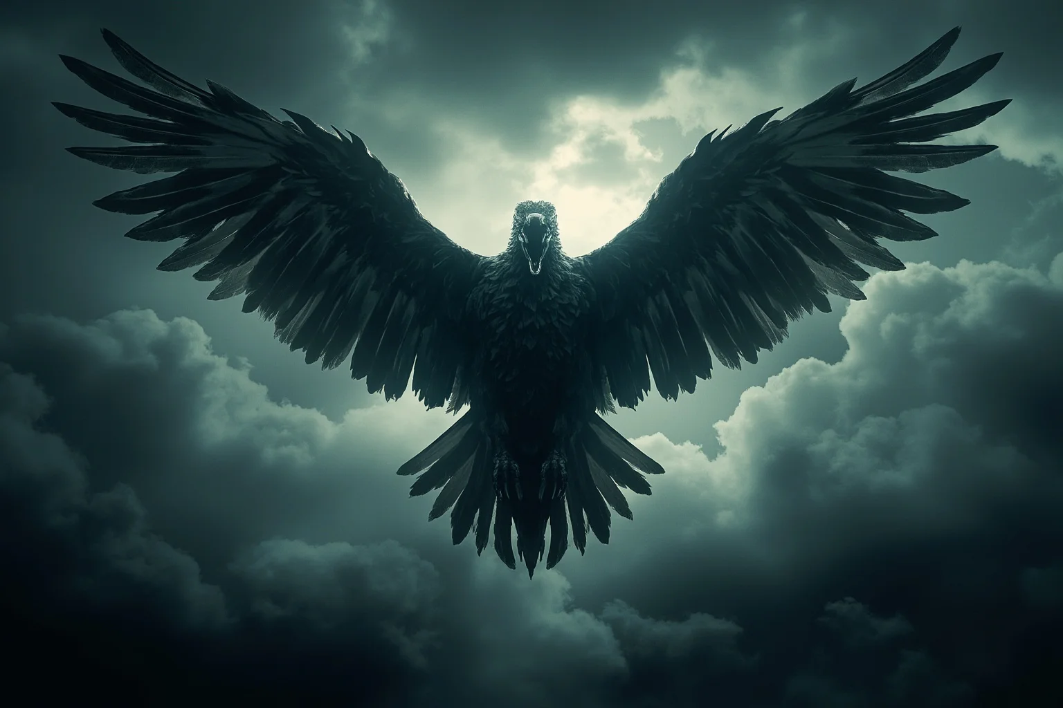 Famous Cryptids: 10 You Know and 16 Wild Ones You Probably Don't 26 A massive mythic bird with outstretched wings soaring above dark storm clouds