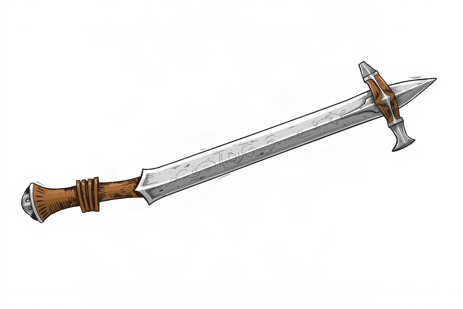 A medieval bec de corbin polearm with hammer, spike, and beak head, isolated illustration