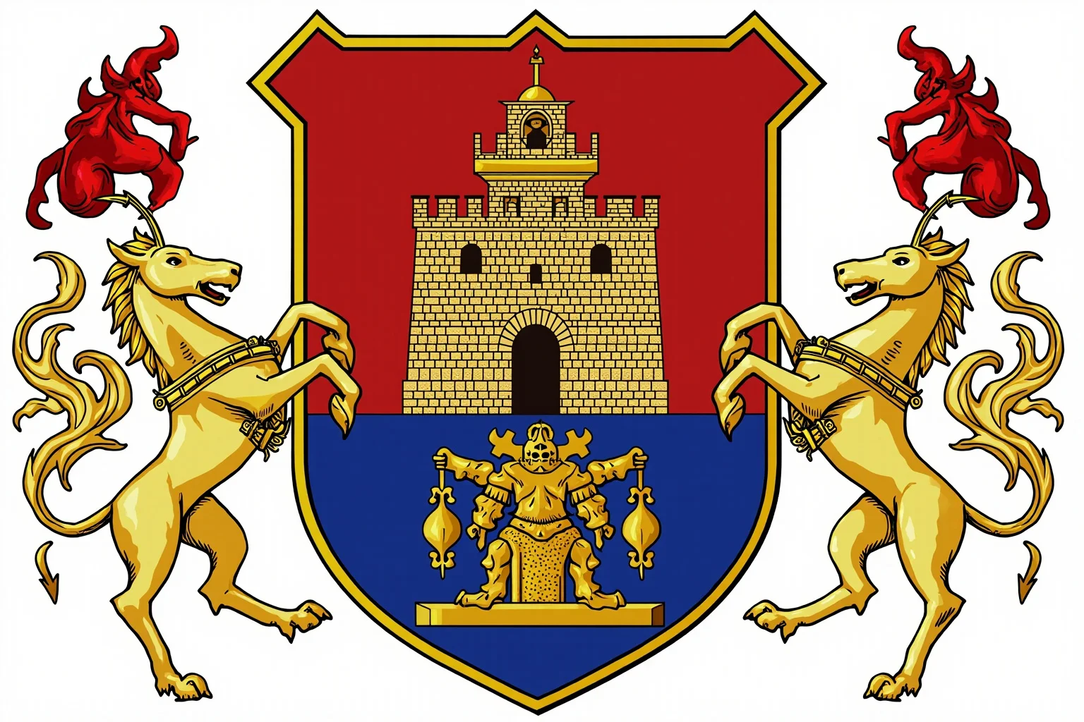 A medieval crusader-era castle emblem representing a sovereign knightly order