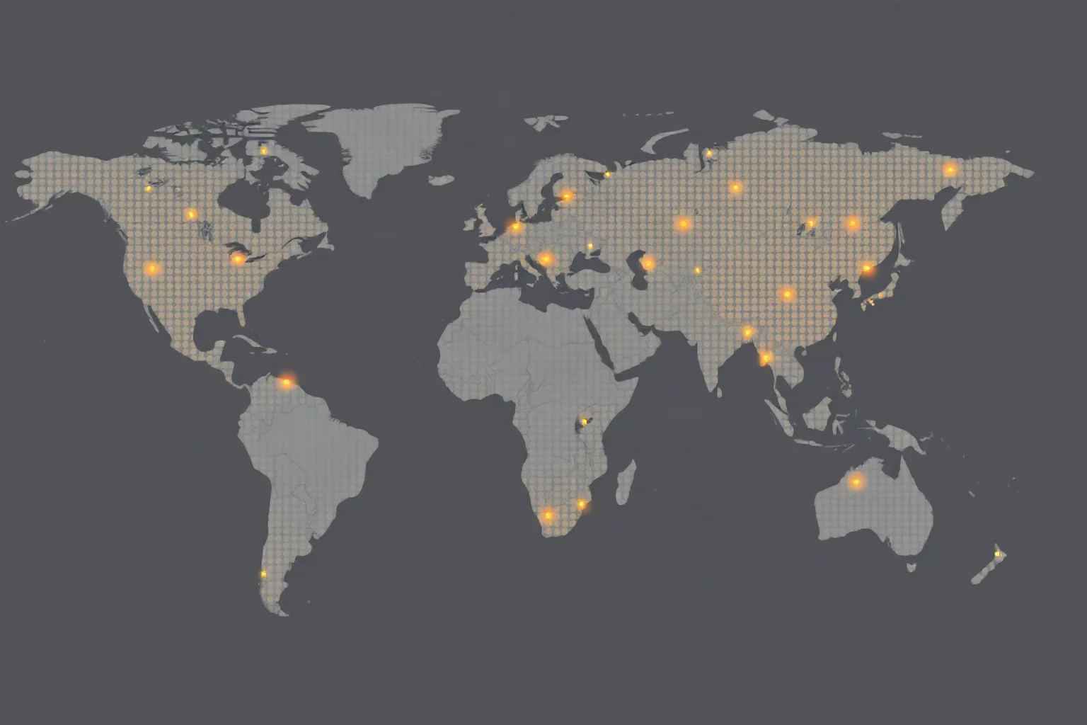 A minimalist illustration of a global map with subtle glowing dots representing a modern pandemic's international spread