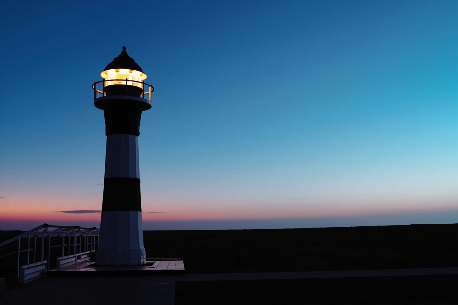 Strange History: Why Lighthouse Keepers Went Mad (Or Did They?) 25 A modern automated lighthouse standing unmanned at dusk with no keeper in sight, clean contemporary illustration
