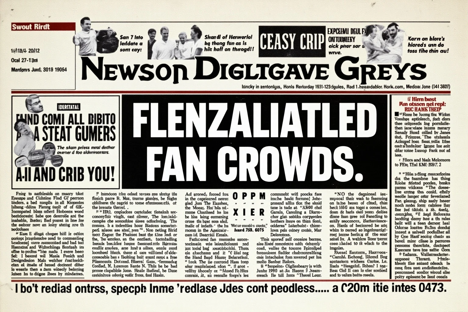 Incredible Facts About the Beatles' Greatest Band History 9 A newspaper front page mockup with a bold headline about frenzied fan crowds, vintage tabloid style