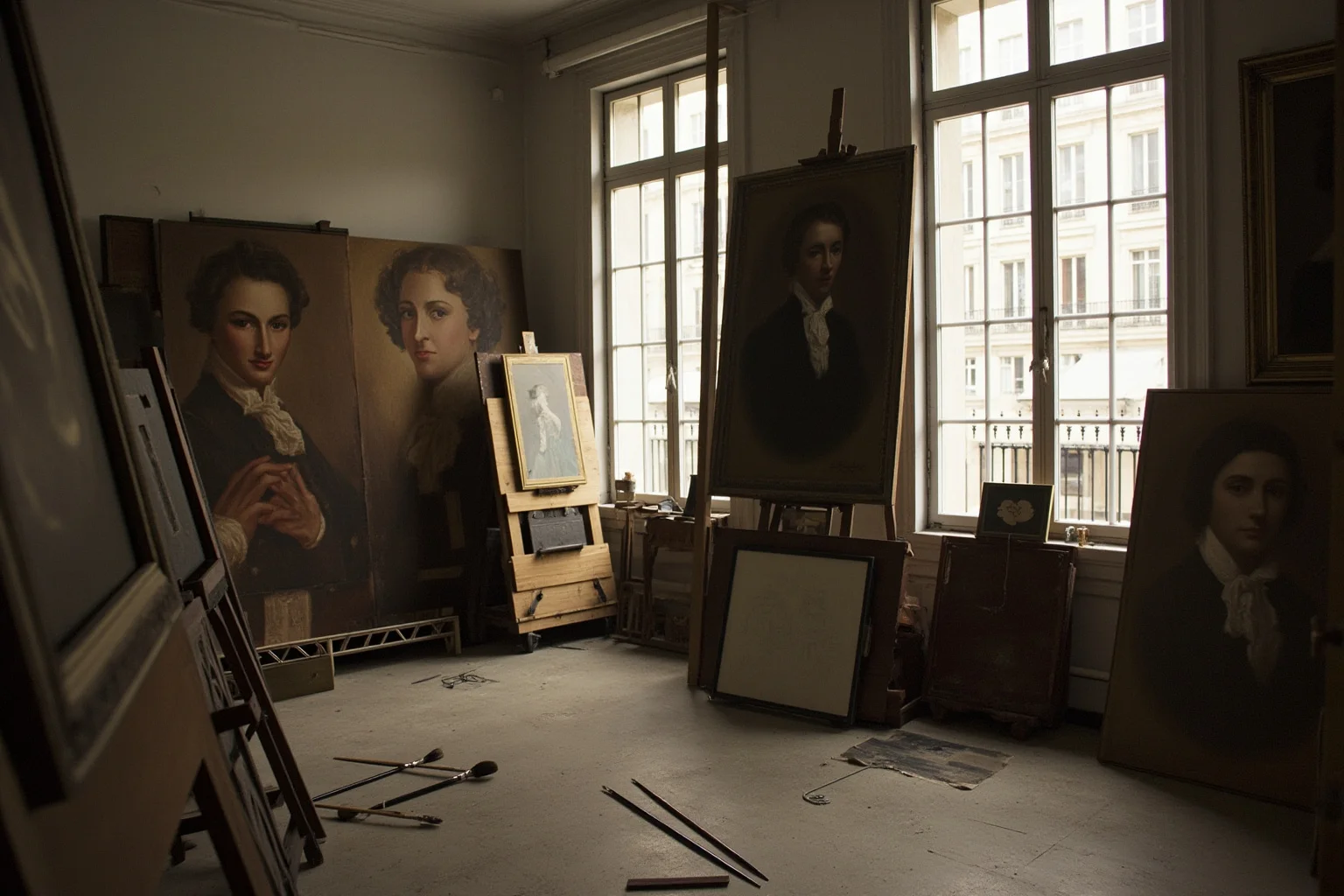 TB or Not TB: 22 Historical Figures Who Contracted Tuberculosis 13 A Parisian art studio filled with elongated portrait paintings and scattered brushes, early 1900s style