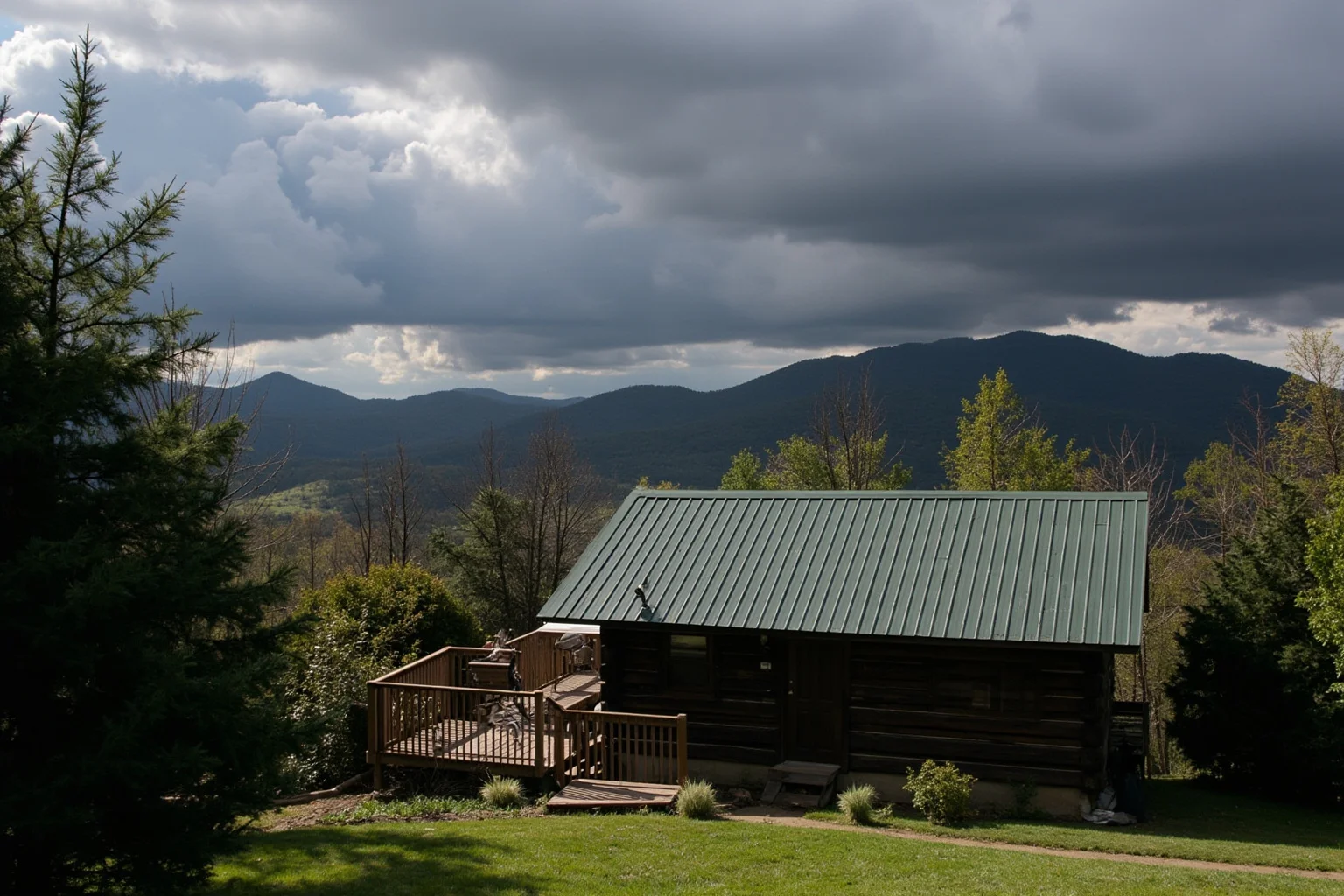The Human Lightning Rod: The Man Who Was Struck Seven Times 5 A quiet mountain cabin yard with dark clouds rolling in over the Blue Ridge Mountains