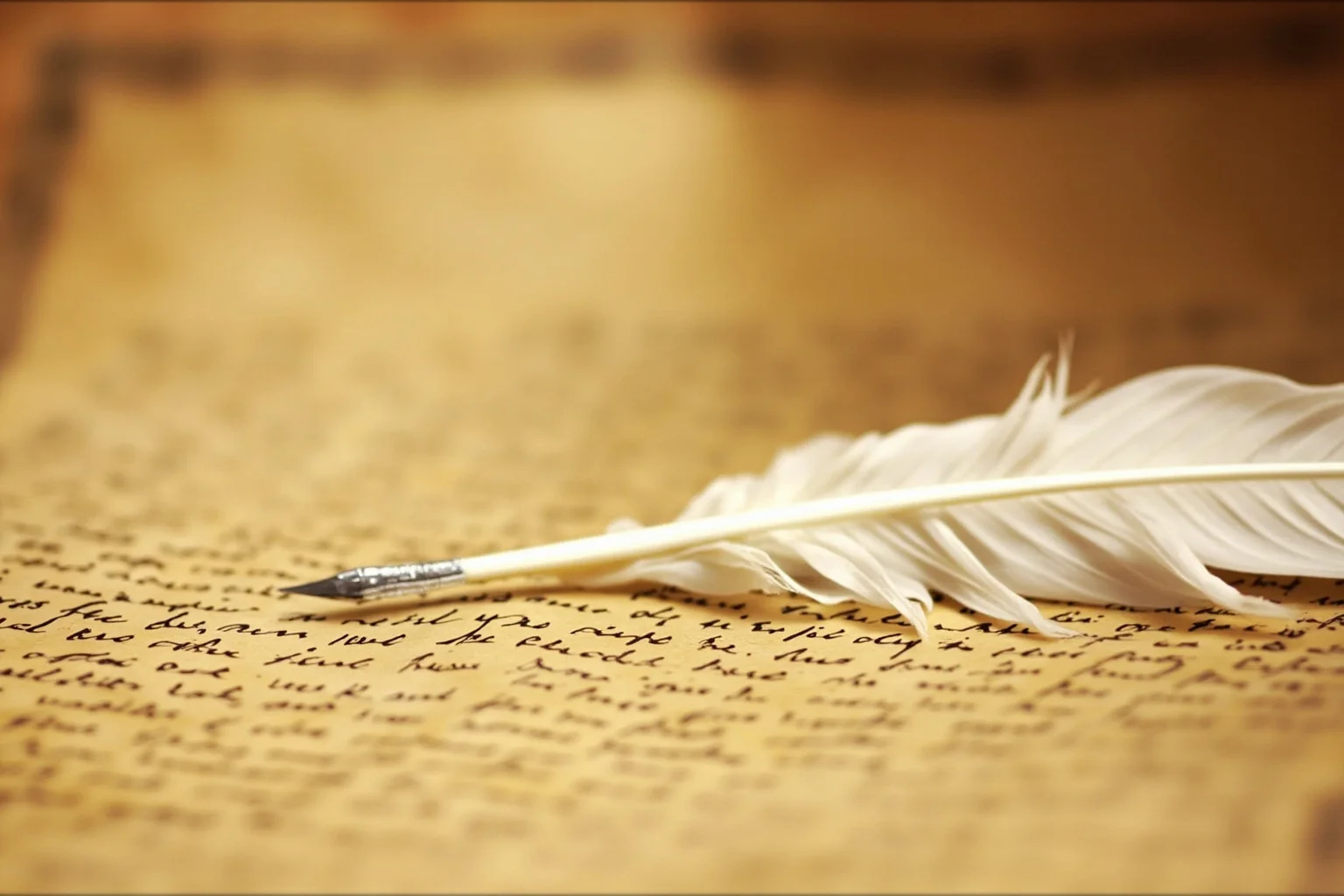 21 Beloved Historical Figures Who Are Controversial Today 5 A quill pen resting on an old parchment document with a cracked liberty bell motif in the background, symbolic historical illustration