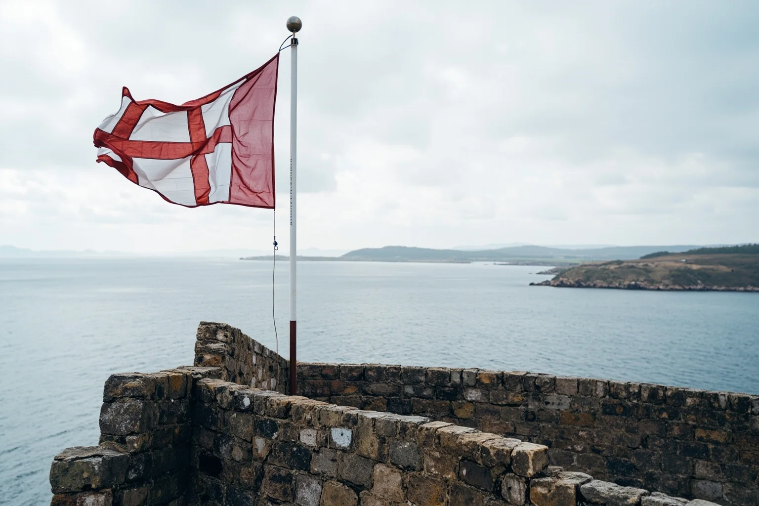 Countries With the Longest Histories (and 10 With the Shortest) 17 A red and white medieval flag flying above a Nordic coastal castle