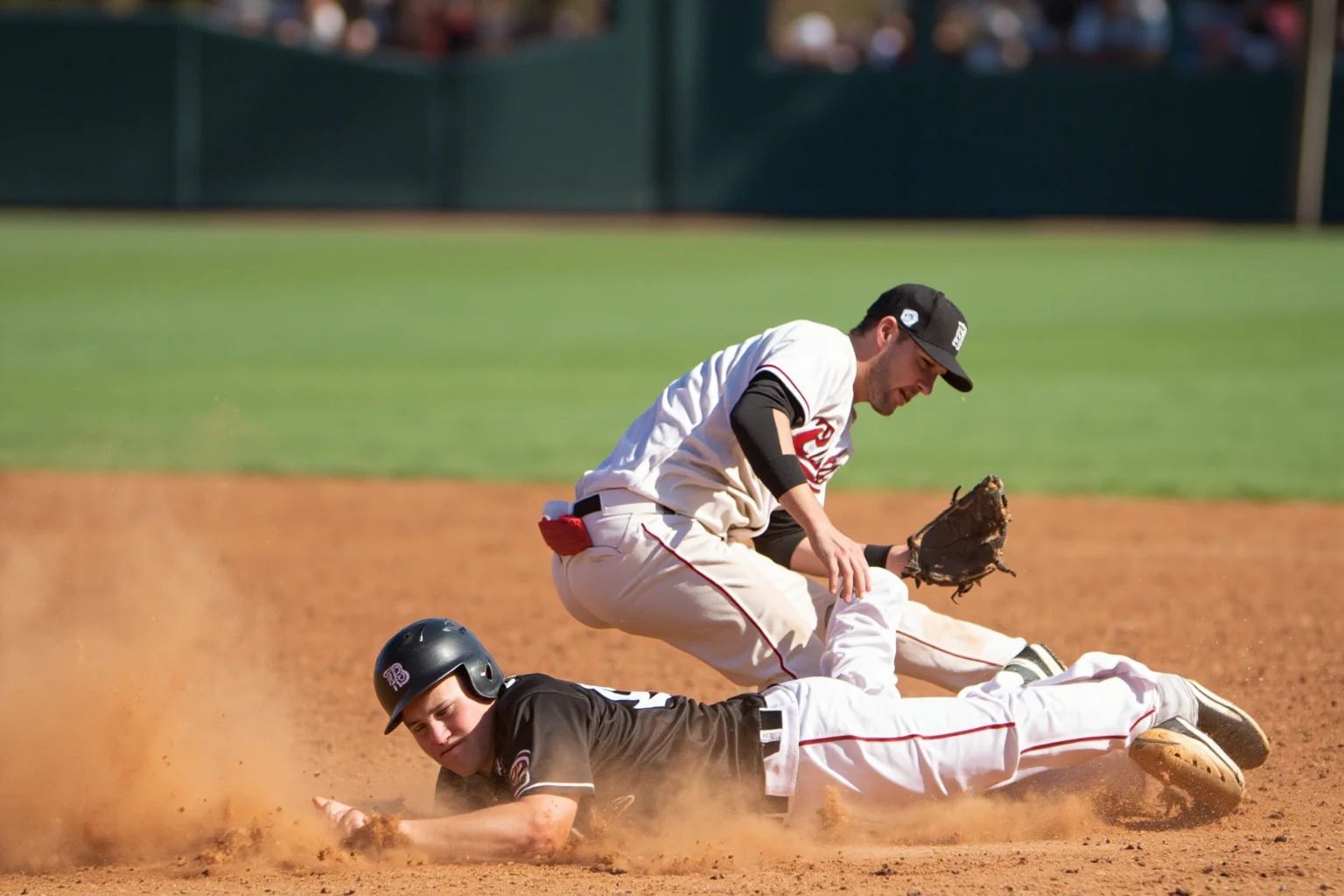 Biggest Brawls In Baseball History 17 A runner sliding hard into a shortstop near second base, both players tumbling, dust flying up around them