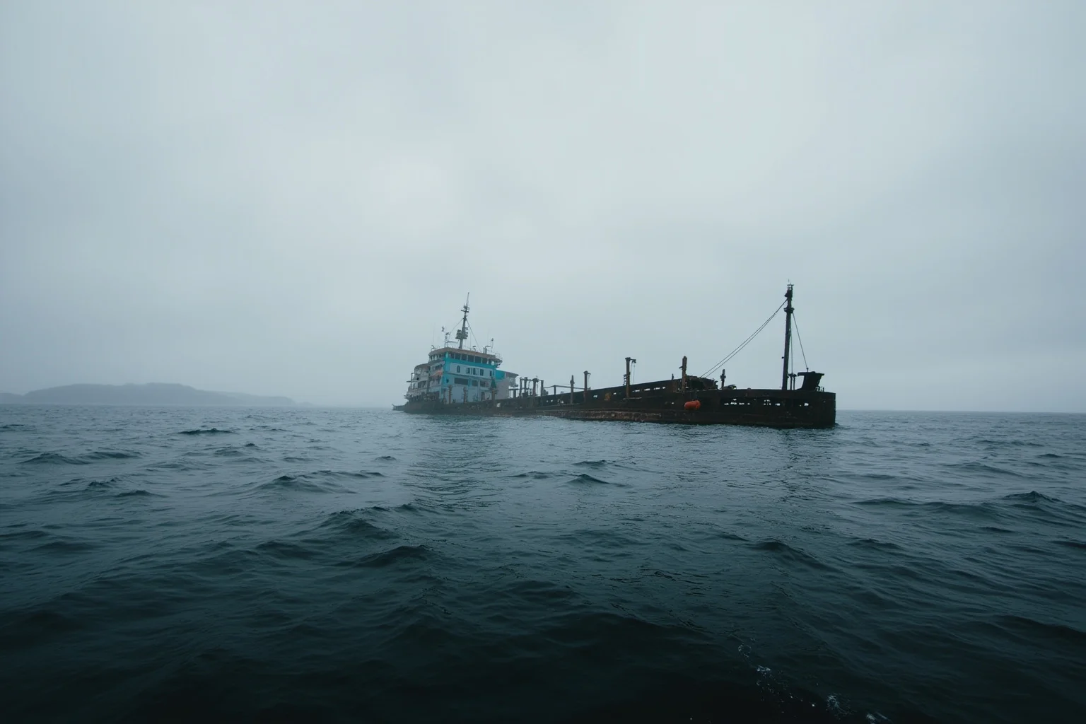 22 Ocean Mysteries We Still Haven't Solved 12 A rusty abandoned freighter adrift on a misty, empty sea with no visible crew