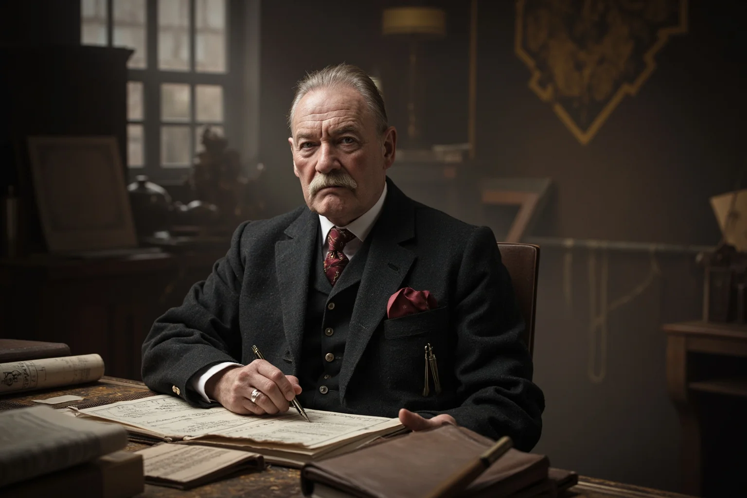 25 Greatest Historical Figures of the Victorian Era 25 A Scottish industrialist in Victorian formal wear in an office surrounded by steel industry plans and business documents