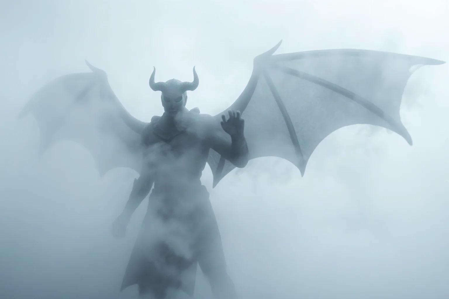 A shadowy, undefined mythical figure half-formed in fog, symbolizing an obscure and uncertain legend