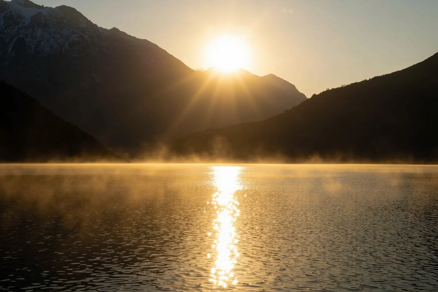Myths That Defined Cultures: 20 Legends Born From True Events 9 A shimmering mountain lake at dawn with gold dust glinting on the water's surface, Andean mountains behind