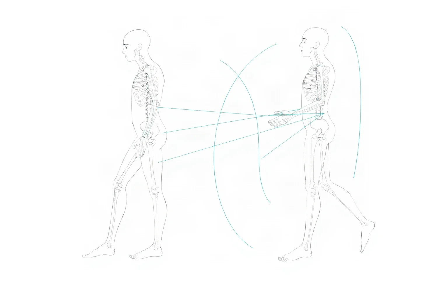 A simple black-and-white style medical illustration of a human figure with motion lines suggesting involuntary movement