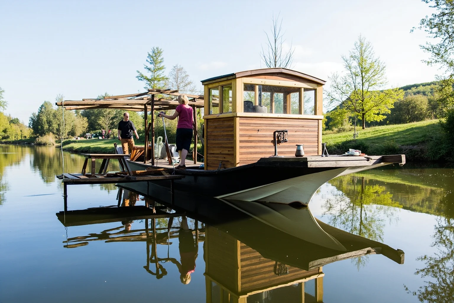 Amazing Facts About Claude Monet: His Life and 10 Greatest Paintings 26 A small wooden boat converted into a floating painting studio drifting along a calm river