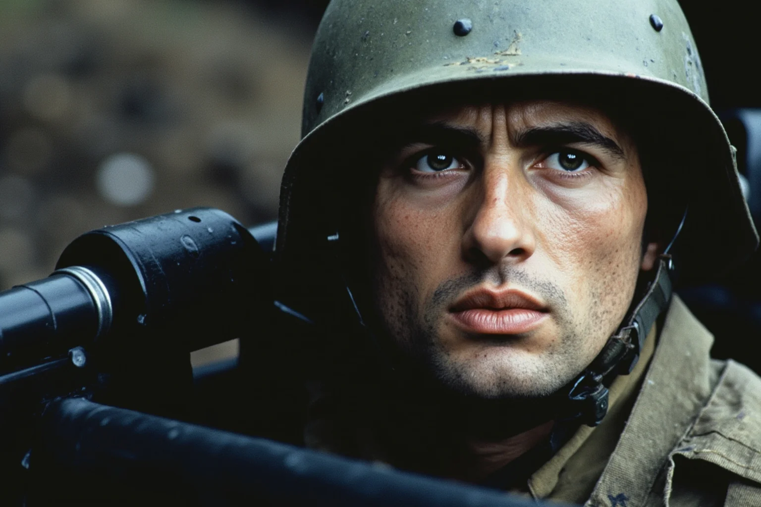 A soldier in combat gear during the Vietnam War, quieter intimate moment showing human side of conflict, feature photography style