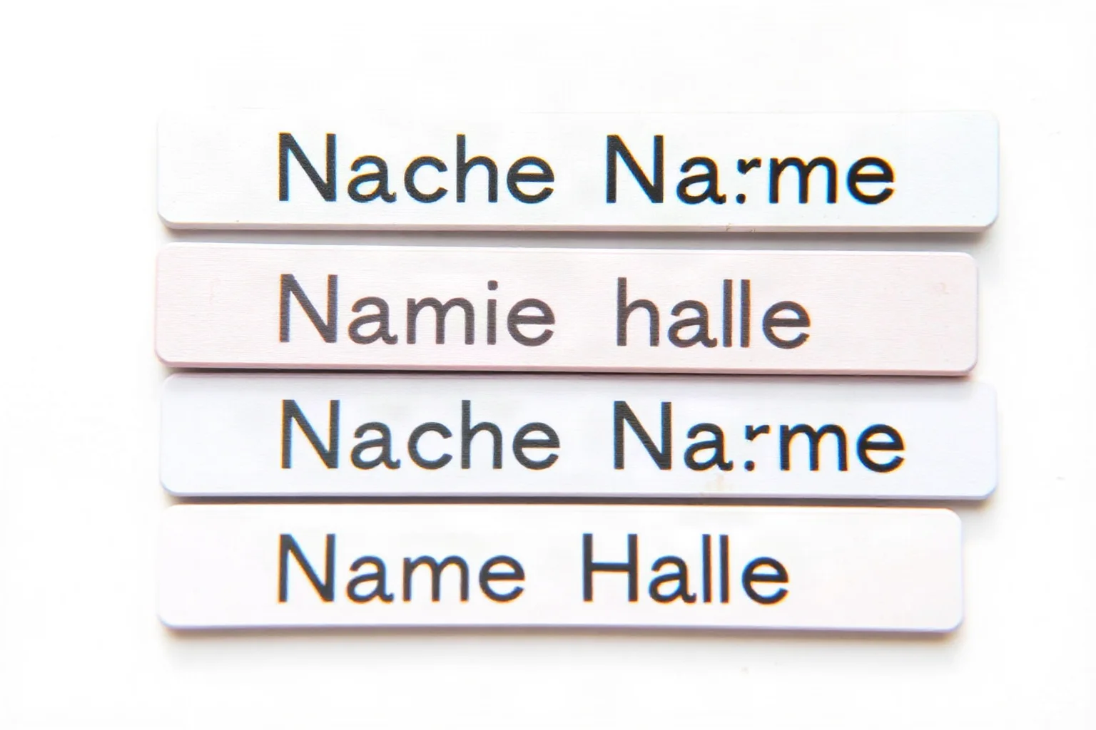 A stack of differently spelled name tags or search bar icons, symbolizing common name misspellings online