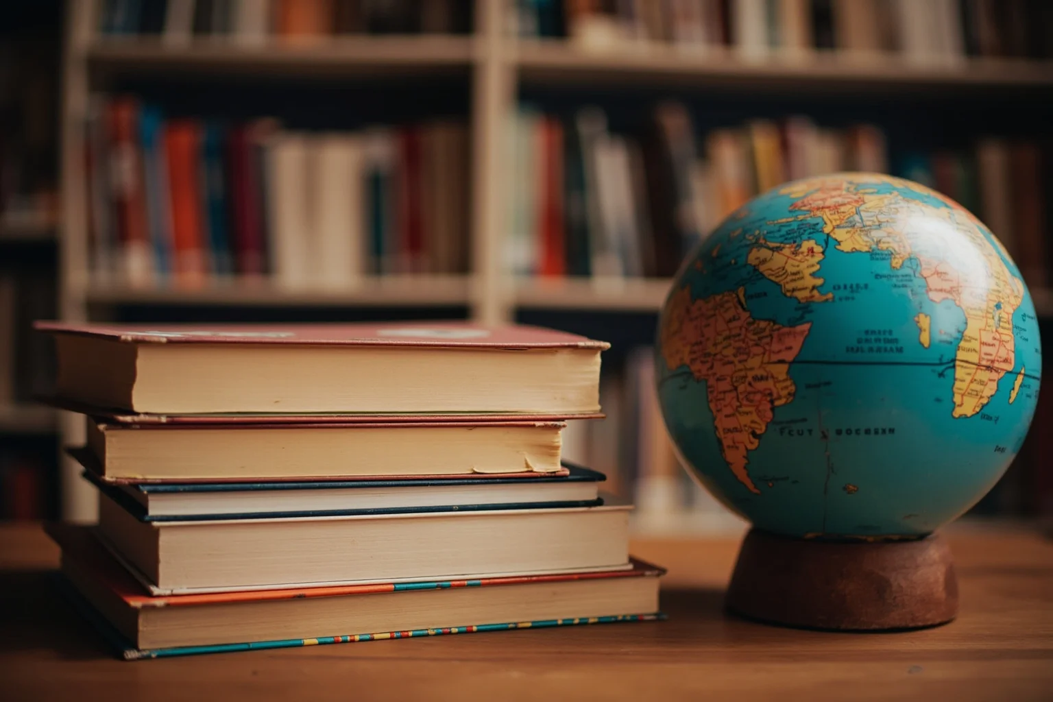 Words of Wisdom: 20 of Albert Einstein's Greatest Quotes 9 A stack of old books beside a globe on a library table, symbolizing experiential learning