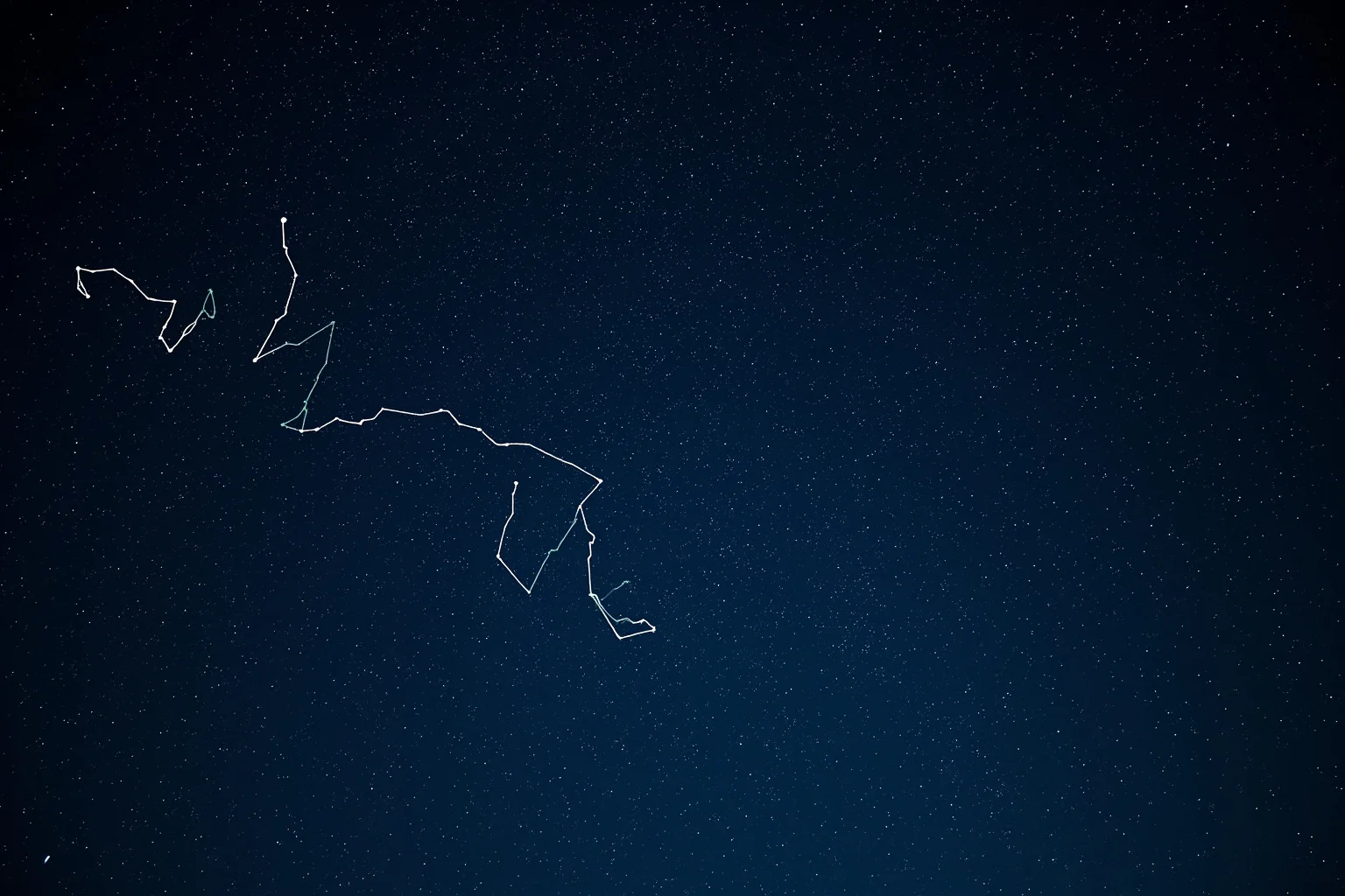 Famous Dragons Throughout History: Myths, Legends, and the Real Stories Behind Them 7 A star-map style illustration of a long, winding dragon constellation against a night sky