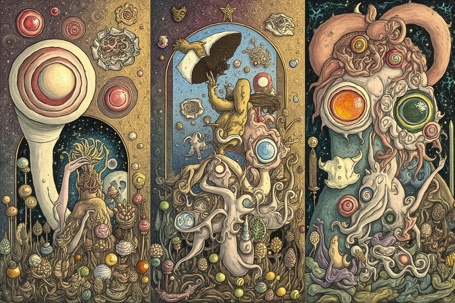 The Most Famous Historical Paintings in the World 17 A strange dreamlike triptych filled with fantastical creatures, gardens, and small figures