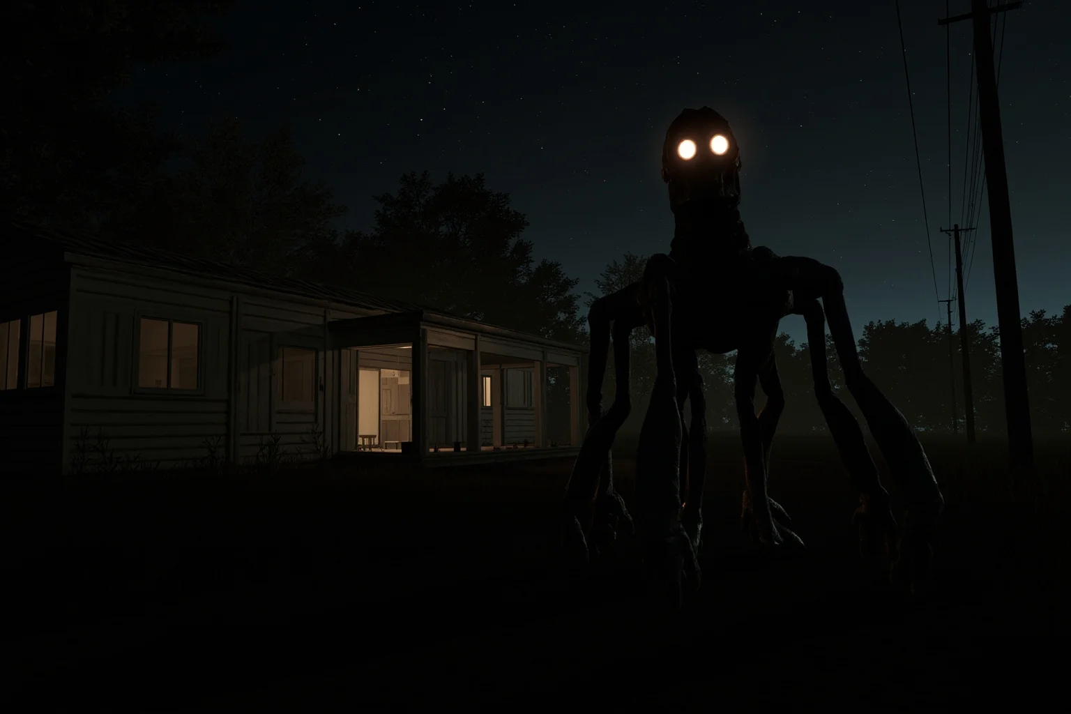 Famous Cryptids: 10 You Know and 16 Wild Ones You Probably Don't 17 A strange three-legged creature with glowing eyes standing near a rural farmhouse at night