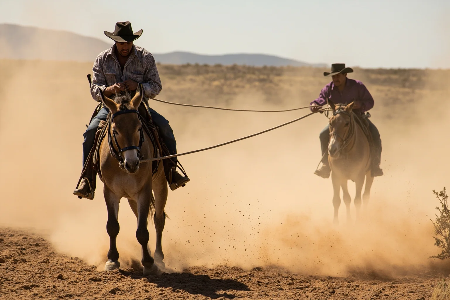 Hilarious Slang Terms From The Wild West 16 A stubborn mule refusing to move while a frustrated cowboy pulls its reins on a dusty trail