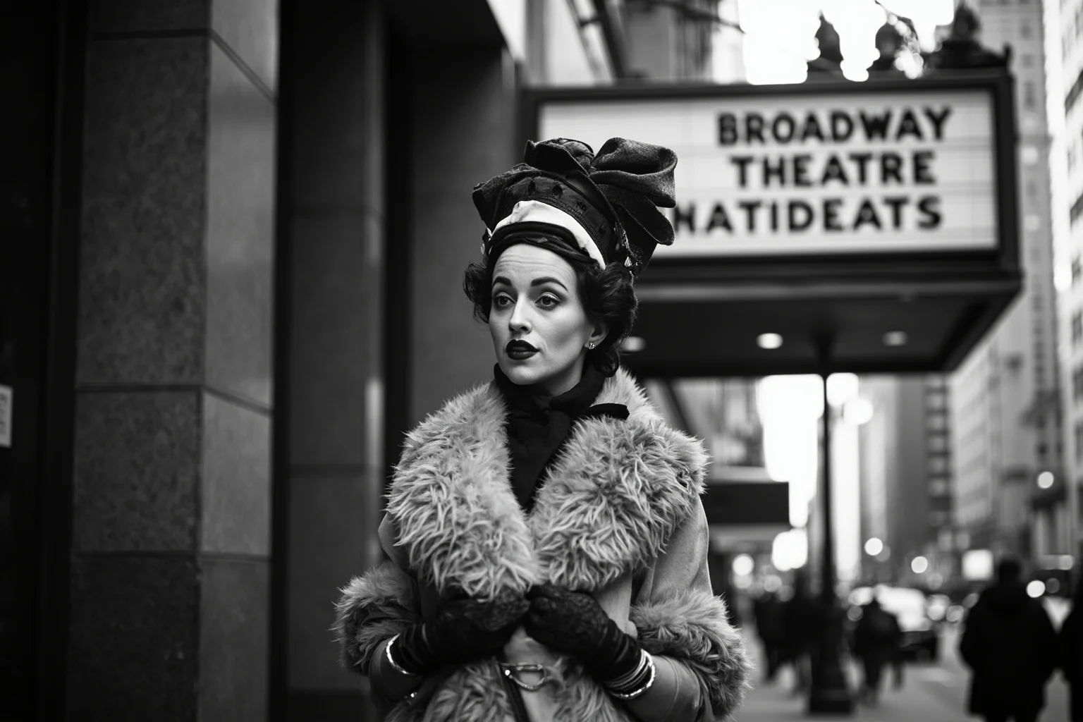 Historical Figures Who Boarded the Titanic — And 10 Who Didn't Survive 11 A stylish Edwardian woman theater producer in an elaborate hat standing outside a Broadway theater marquee