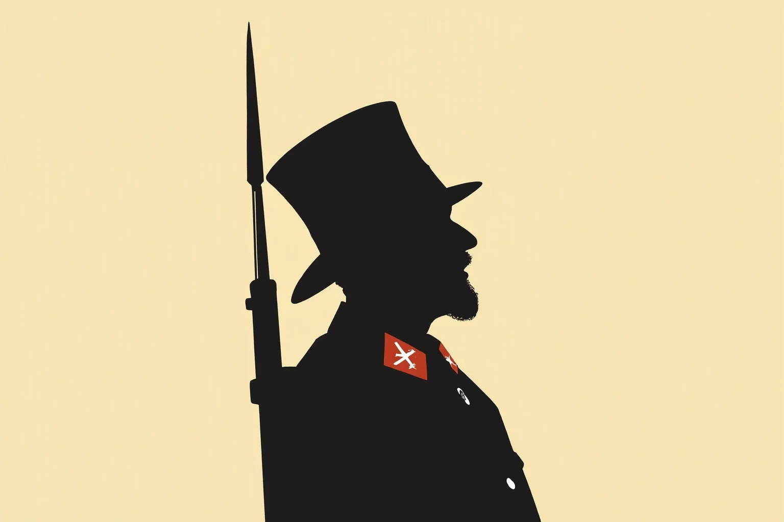 A stylized historical portrait silhouette exaggerating a famous general's height for comedic effect