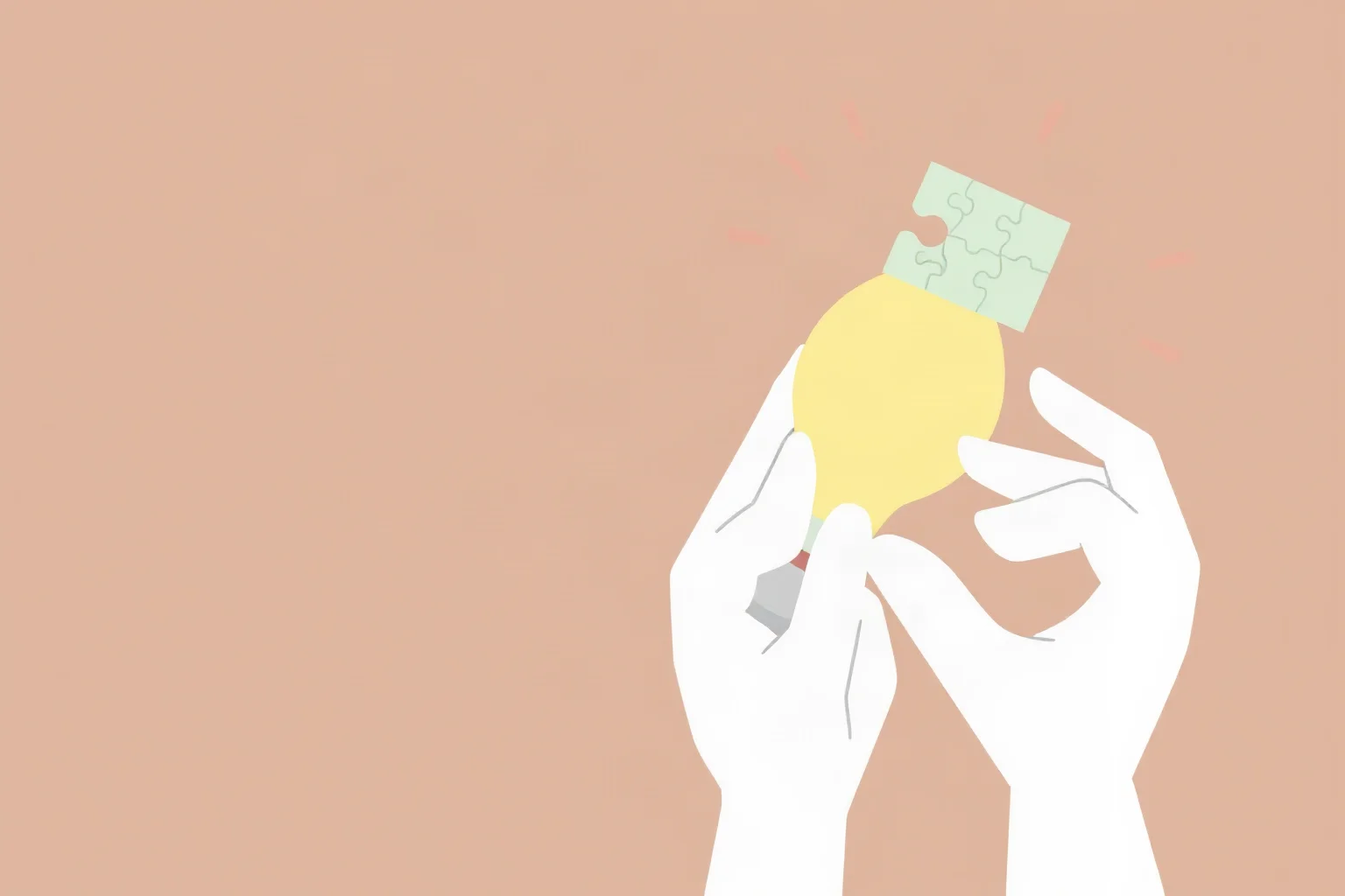 A stylized illustration of a lightbulb moment with abstract puzzle pieces coming together, representing a 'eureka moment'