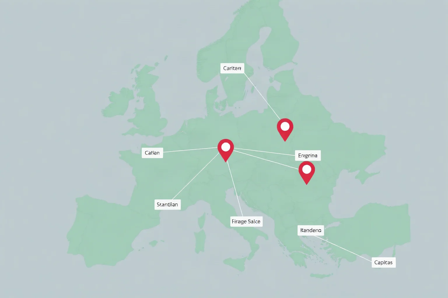 A stylized map of Europe with five city markers connected by lines, representing a family banking network across capitals