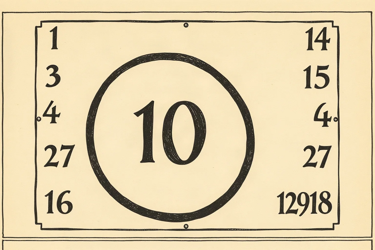 A subtle vintage illustration featuring a calendar with a circled year ending in a zero, evoking historical superstition