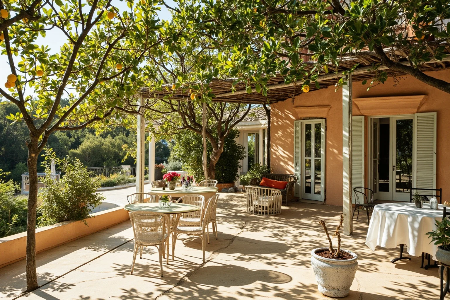 TB or Not TB: 22 Historical Figures Who Contracted Tuberculosis 9 A sun-drenched Mediterranean villa terrace with citrus trees, evoking 1920s southern France