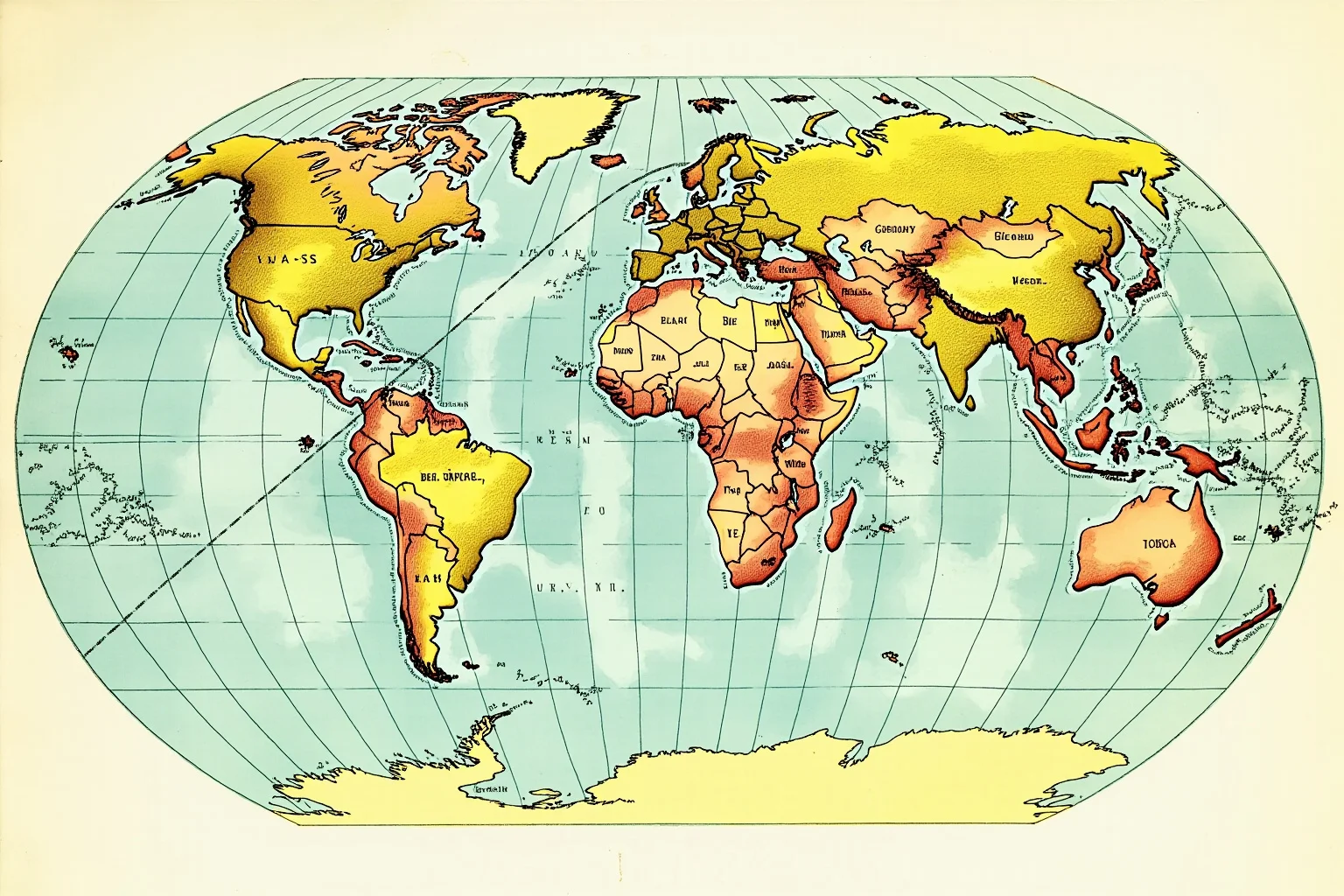 How A Single Telegram Pushed America Into World War I 3 A symbolic map illustration showing the United States, Mexico, and Germany connected by dotted telegraph lines across the ocean, vintage map art style