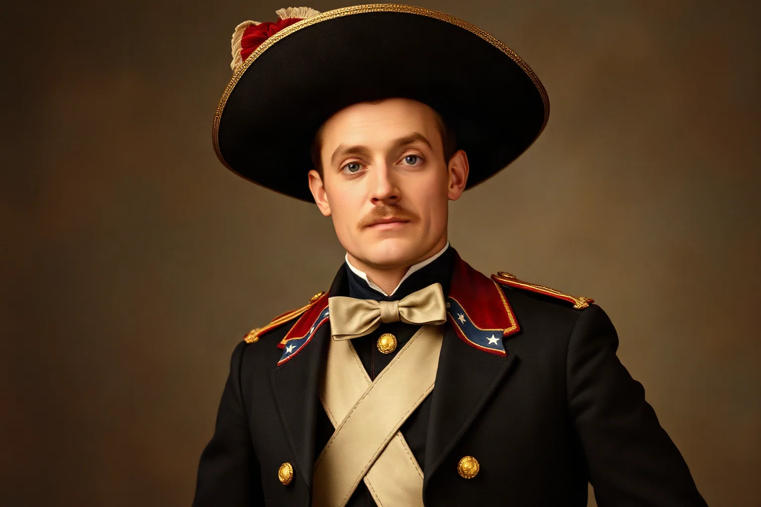 A tall Confederate officer from the American Civil War era in uniform, later as a circus performer