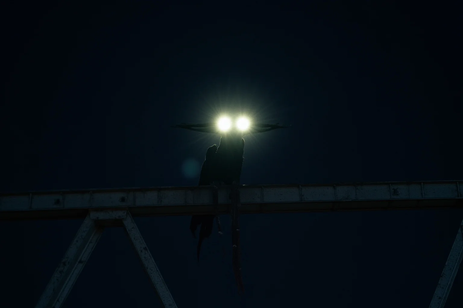 Famous Cryptids: 10 You Know and 16 Wild Ones You Probably Don't 6 A tall winged figure with large glowing eyes perched on an old steel bridge truss at night