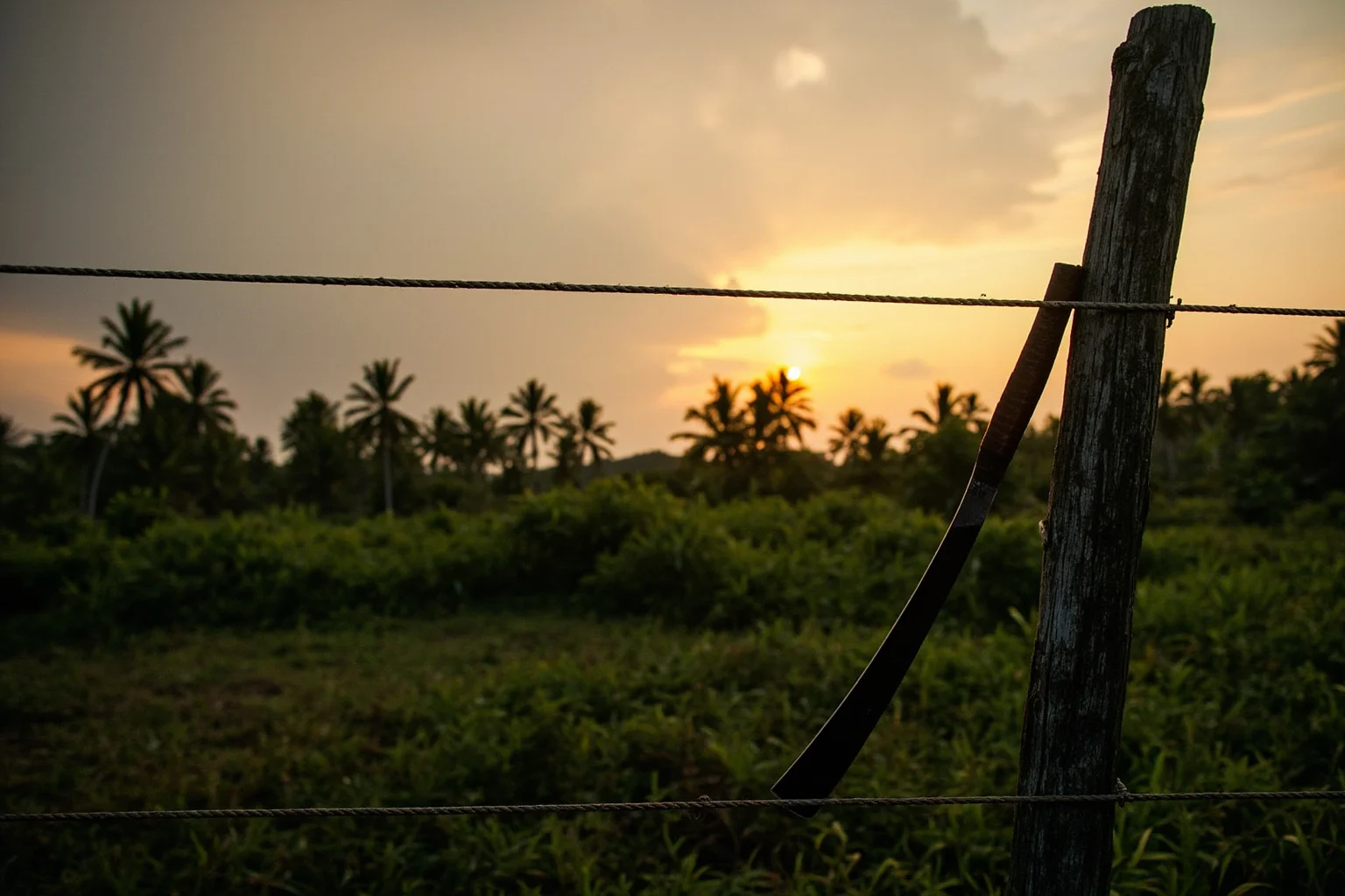 22 of the Greatest Comeback Stories in History 15 A tropical Caribbean sugar plantation at dawn with distant smoke rising and a machete resting against a fence post