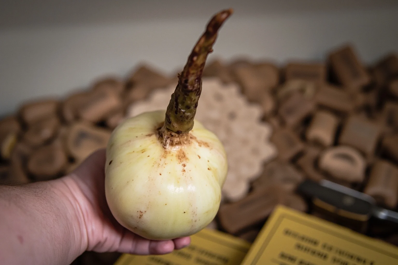 The Evolution of World War 1 Rations: 24 Facts About Food, Trenches, and Rationing 15 A turnip being held up, representing the Steckrübenwinter (turnip winter) of 1916-1917 in Germany, with rationed food surrounding it