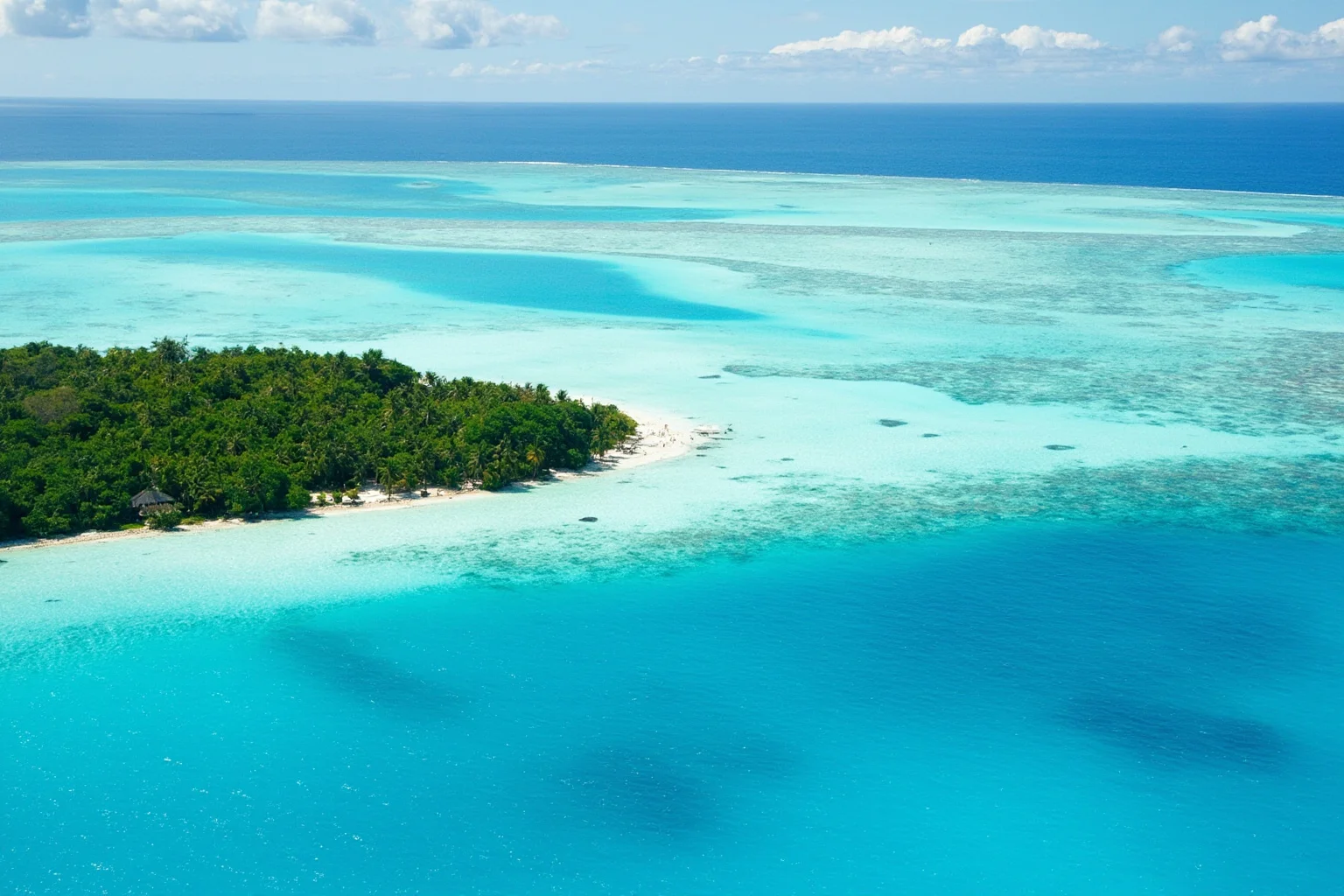 A turquoise Pacific lagoon surrounding the small islands of Palau