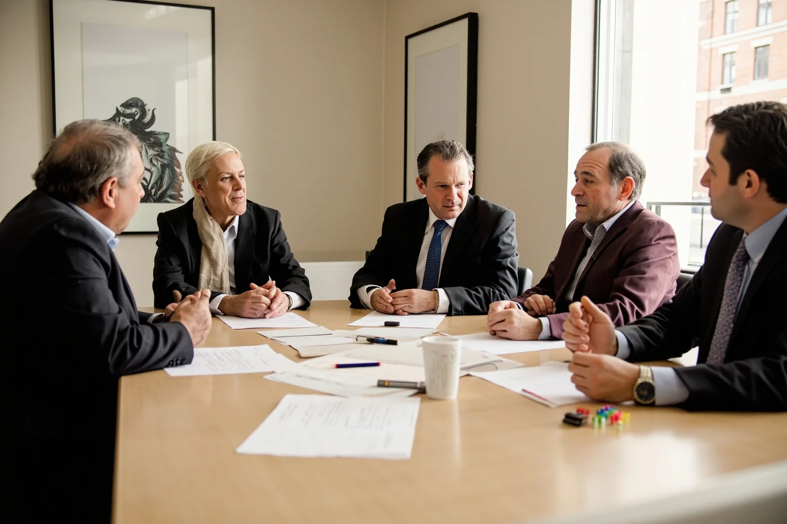 A university ethics committee meeting around a table, representing modern institutional review boards