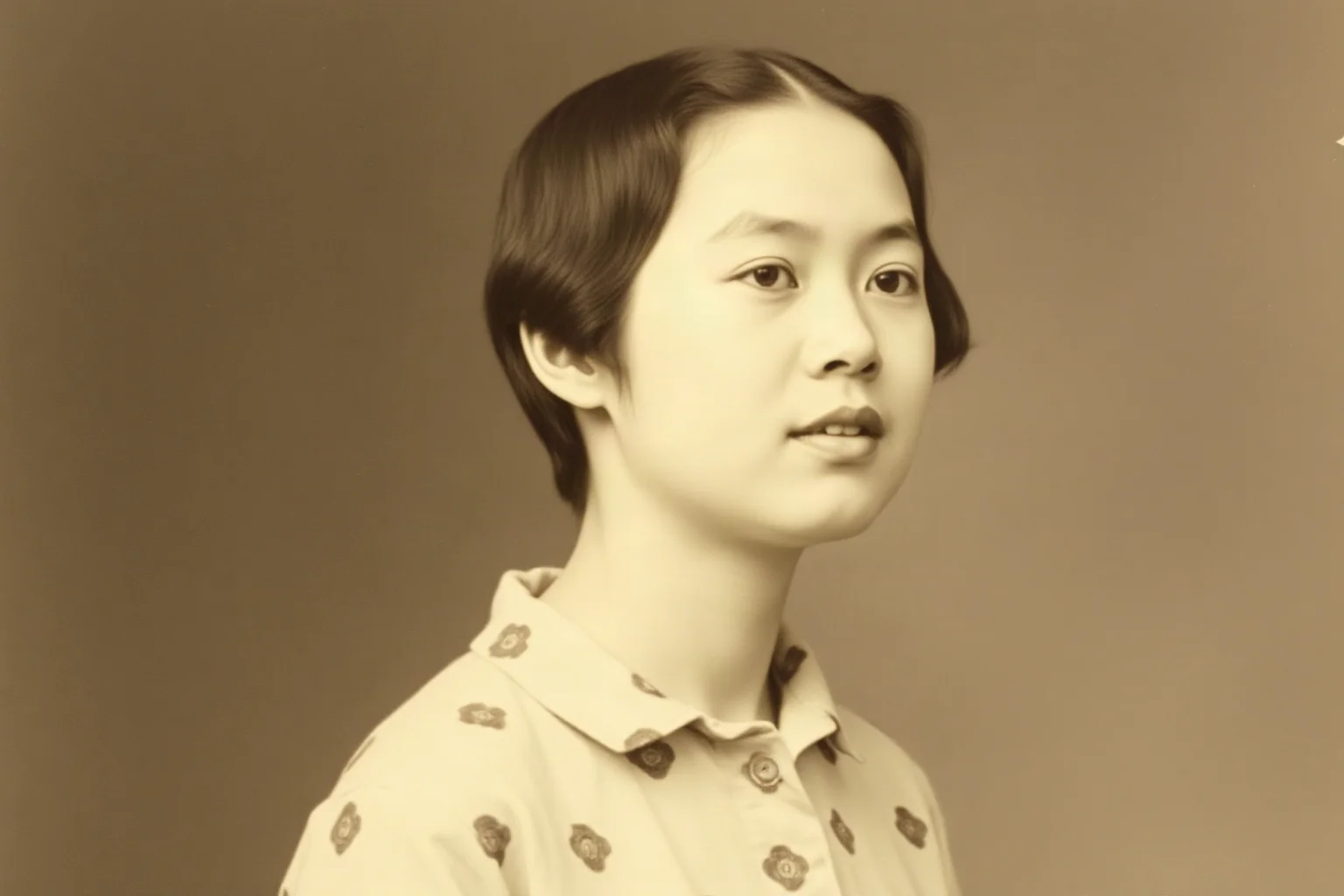 A very tall young woman from 1960s China showing signs of early-onset gigantism