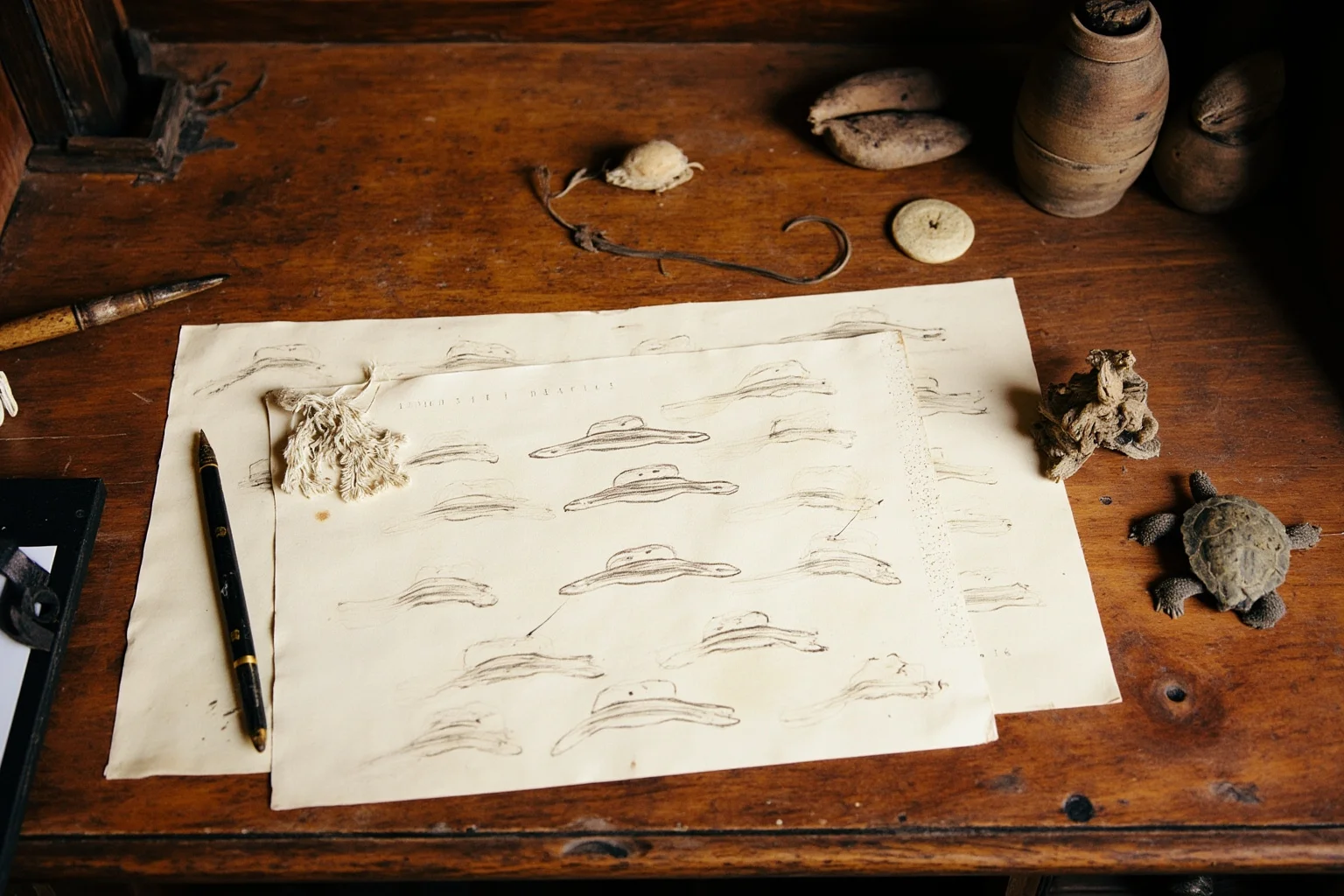 20 Famous Historical Quotes That Were Taken Out of Context 8 A Victorian-era naturalist's study with sketches of finches, tortoises, and evolutionary diagrams on a wooden desk