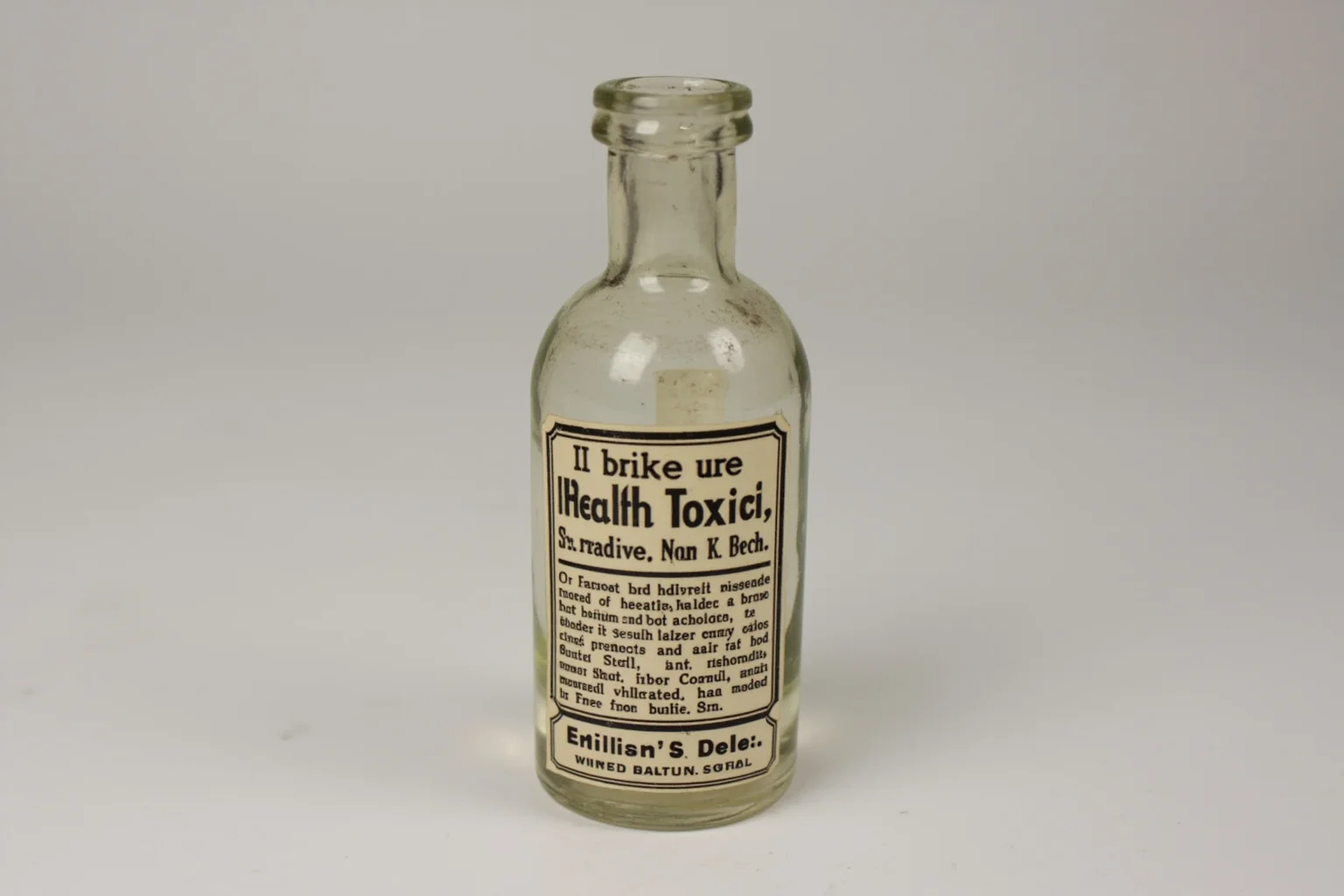 A vintage 1920s advertisement-style bottle labeled as a radium health tonic