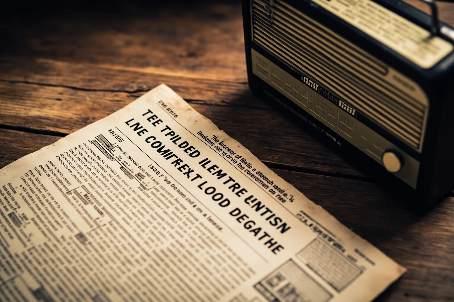 Have People Forgotten About the Korean War? Why It's Called the "Forgotten War" 3 A vintage 1950s-style newspaper and radio on a wooden table, symbolizing limited historical media coverage of a mid-century conflict.