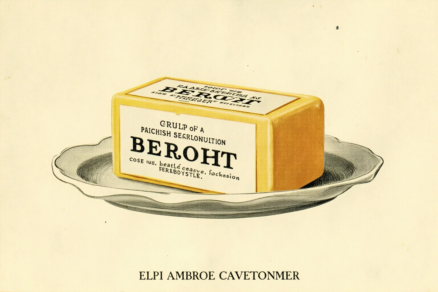 A vintage advertisement-style illustration of a fine bar of scented soap on an elegant dish