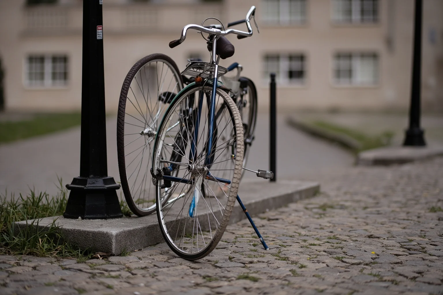 Words of Wisdom: 20 of Albert Einstein's Greatest Quotes 19 A vintage bicycle leaning against a lamppost on a cobblestone street, symbolizing balance and forward motion