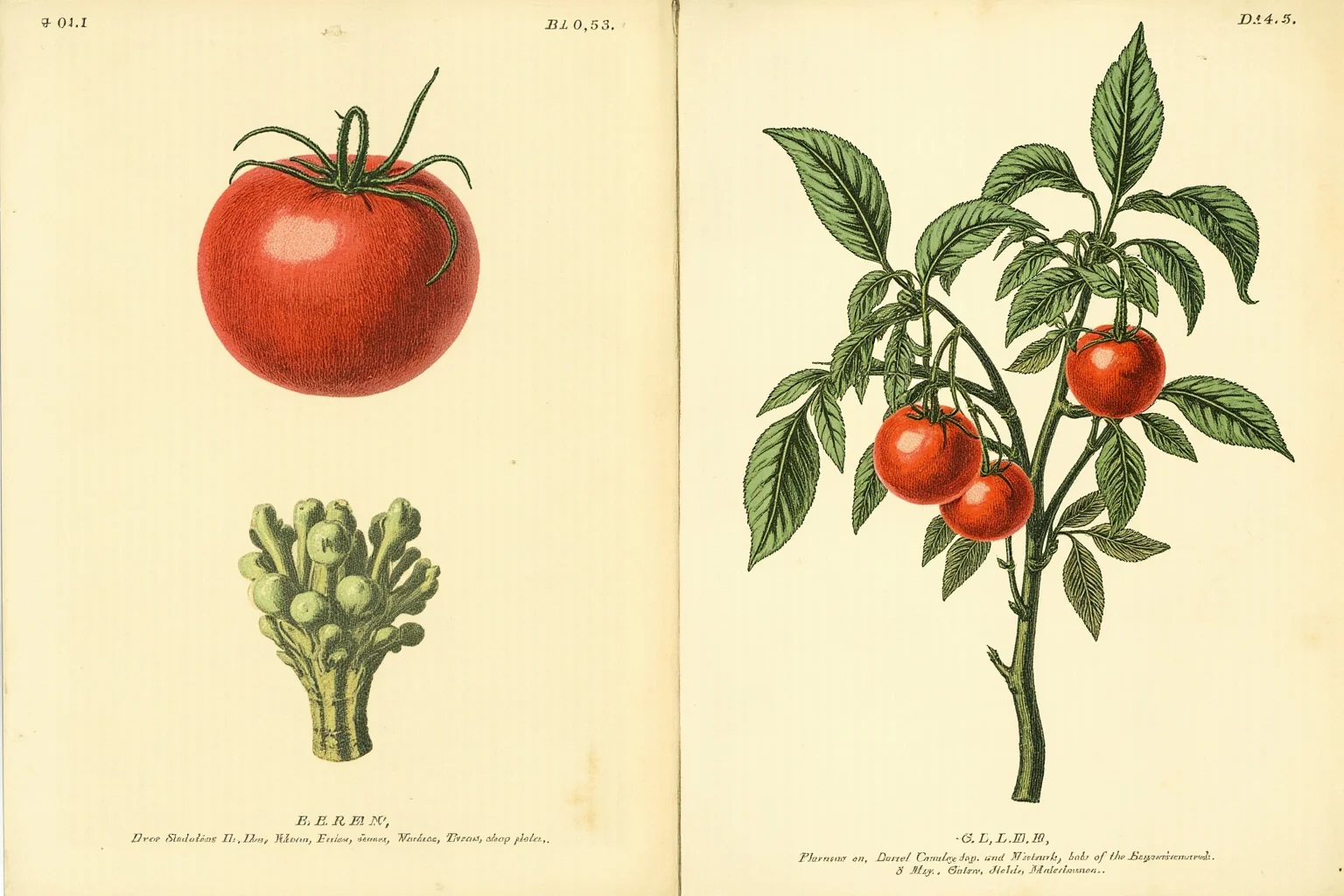 The Strange History Of The Poison Apple 3 A vintage botanical-style illustration of an early tomato plant with fruit, labeled in an old-fashioned herbal book style